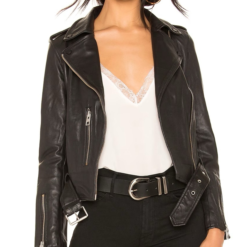 ALL SAINTS Black Balfern Biker Leather Moto Jacket. Size 0.
